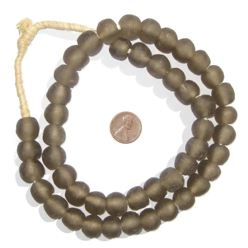 14mm Groundhog Grey Recycled Glass Beads