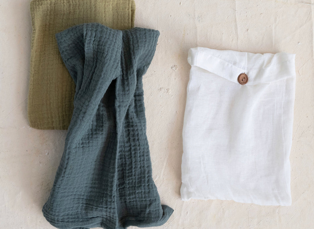 Cotton Double Cloth Tea Towels, Set of 2 in Bag