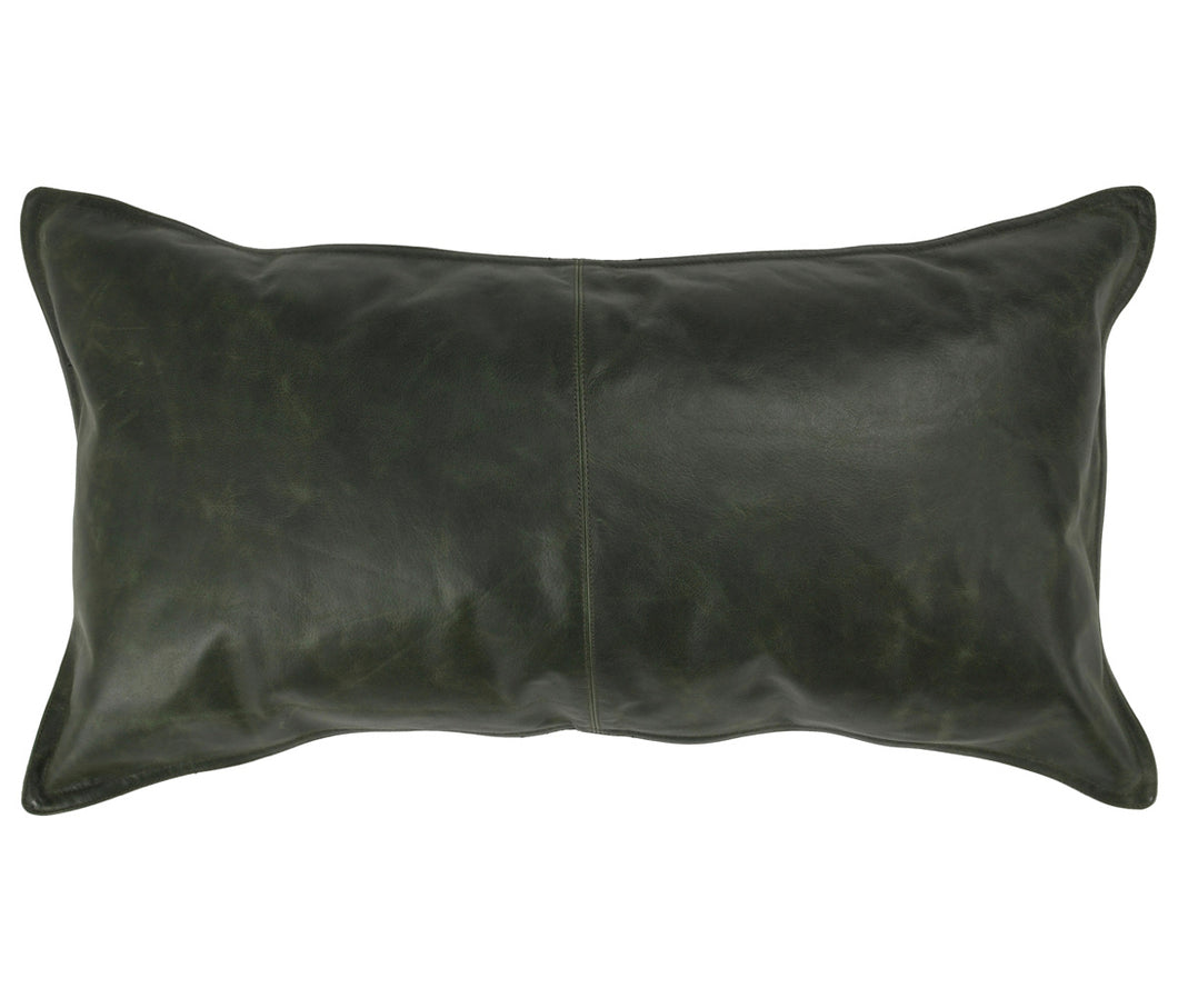 Forest Green Leather Pillow