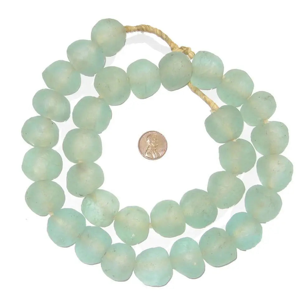 Jumbo Clear Aqua Recycled Glass Beads