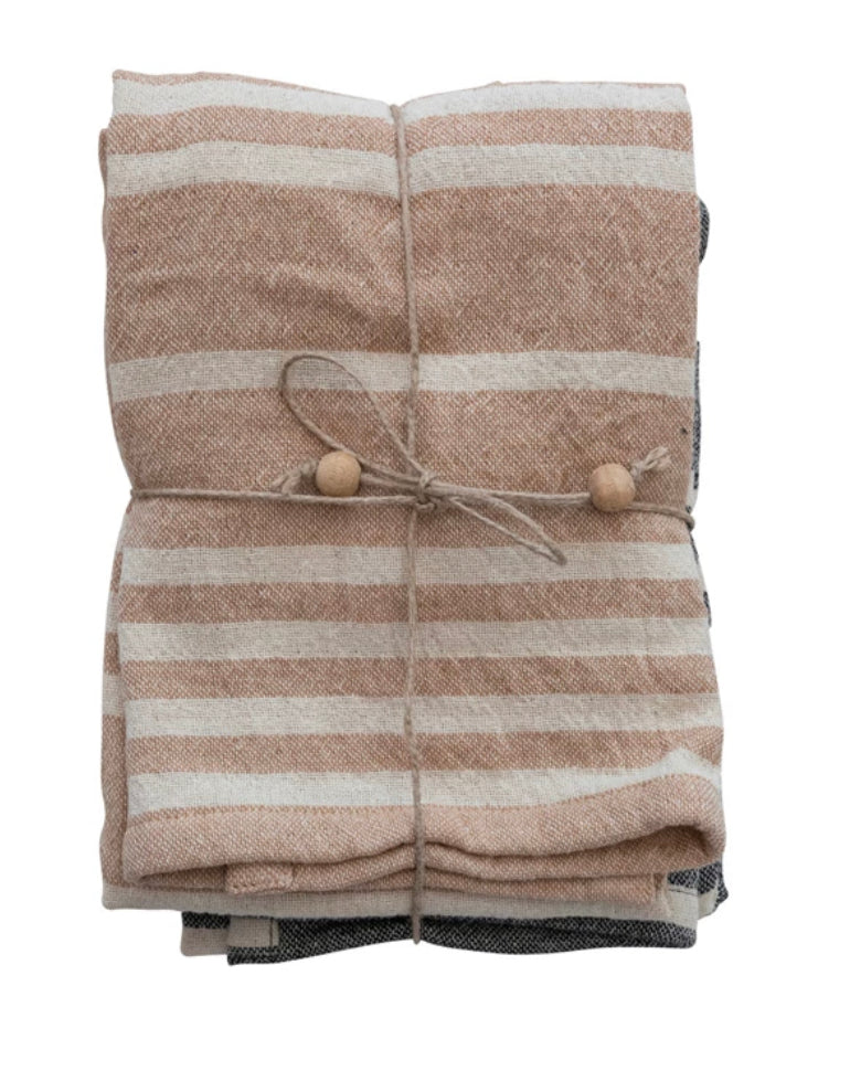 Cotton Double Cloth Striped Tea Towels-Set of 2