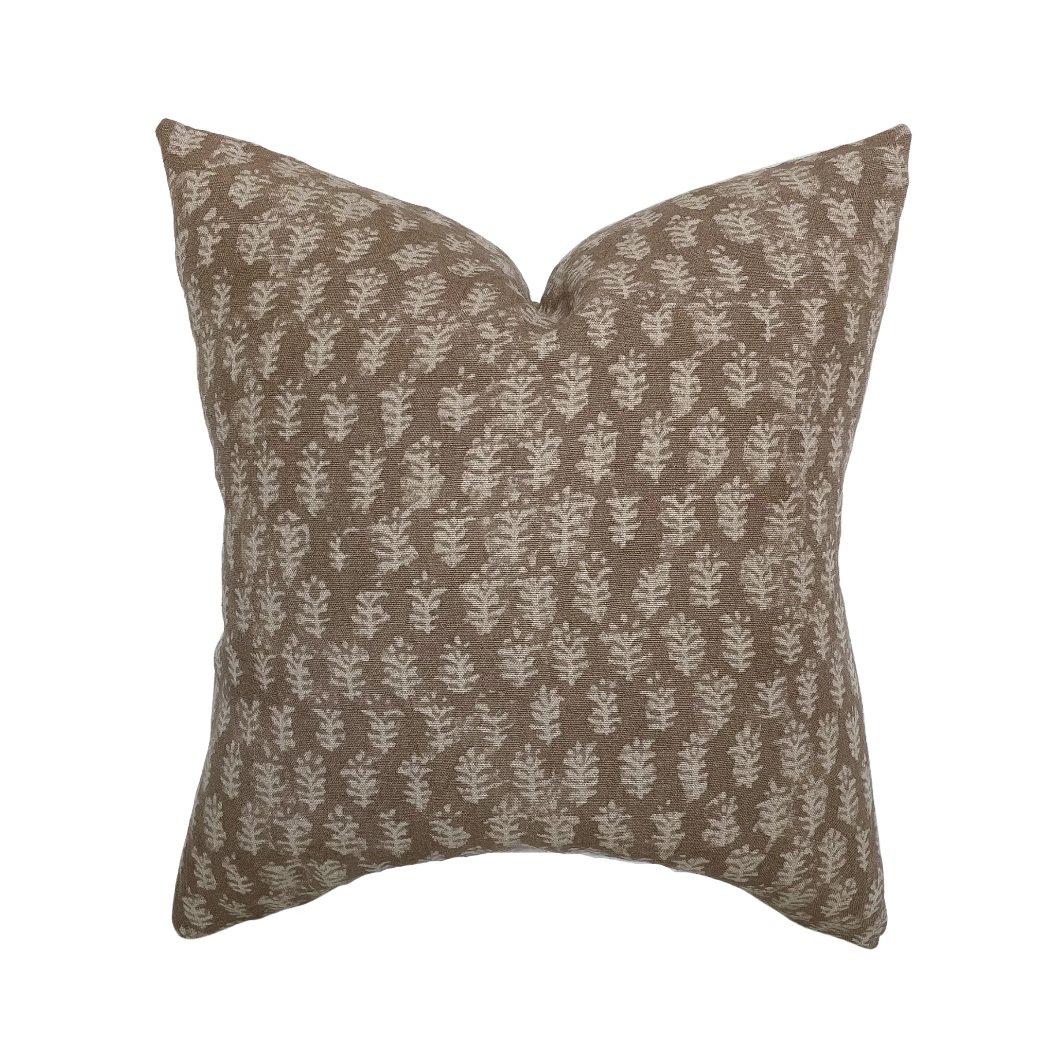 Warm Brown Floral Pillow Cover