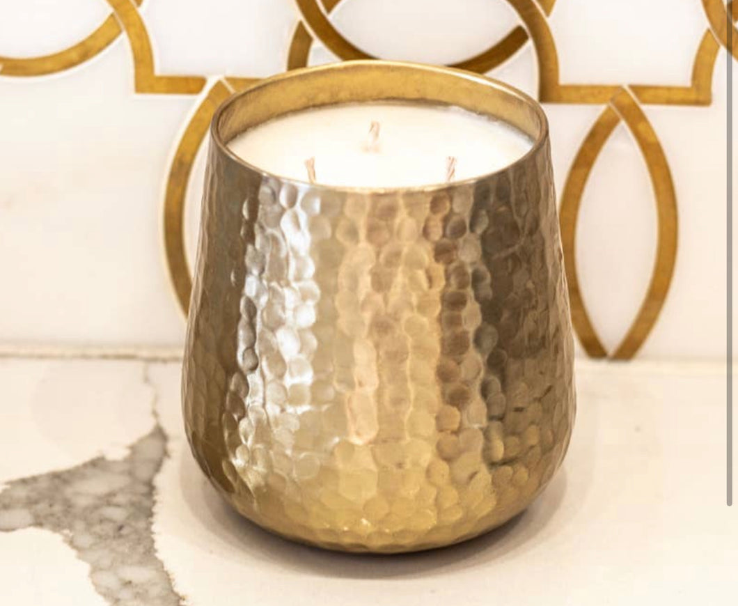 Gold hammered soy candle