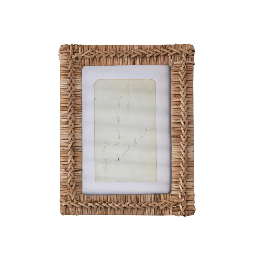 Hand-Woven Rattan Photo Frame, Natural