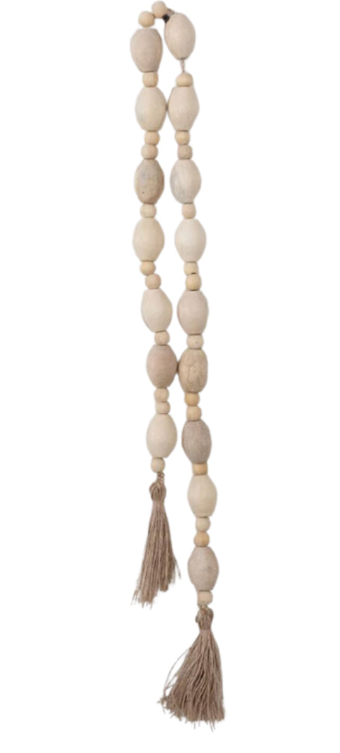 Large Wood Bead Garland w/Jute Tassels