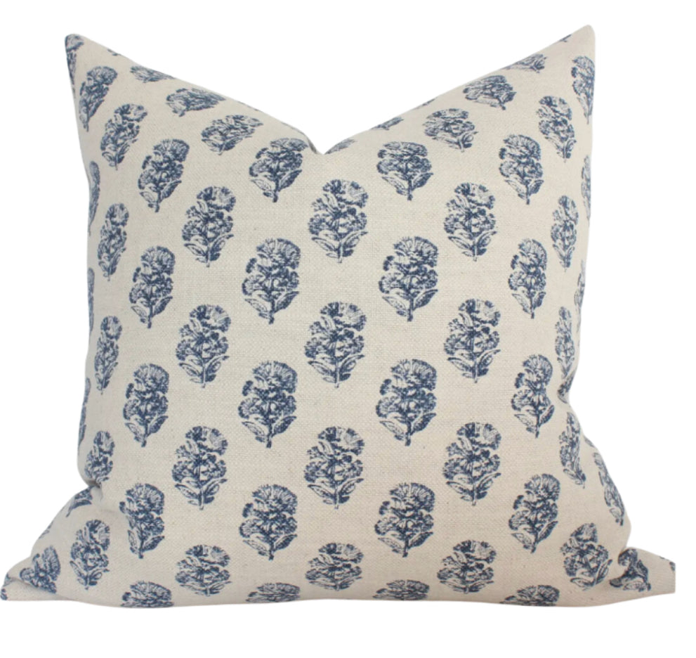 Navy Floral Pillow Cover-20