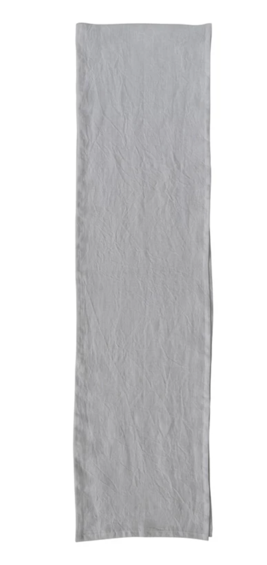 Stonewashed Linen Table Runner-Ivory
