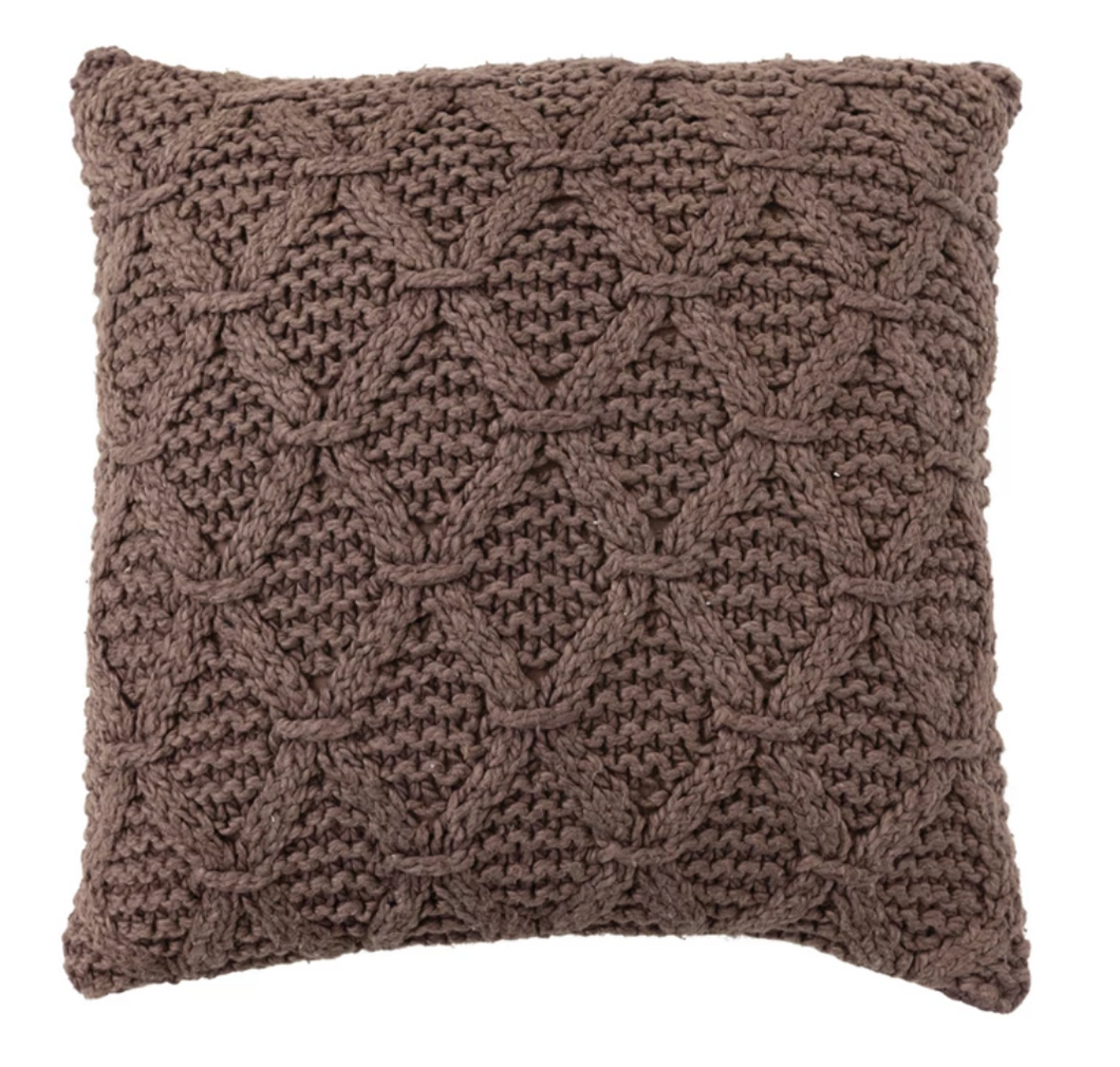 Cotton Slub Pillow w/ Diamond Pattern