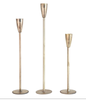 Metal Taper Set of 3 with Antique Finish