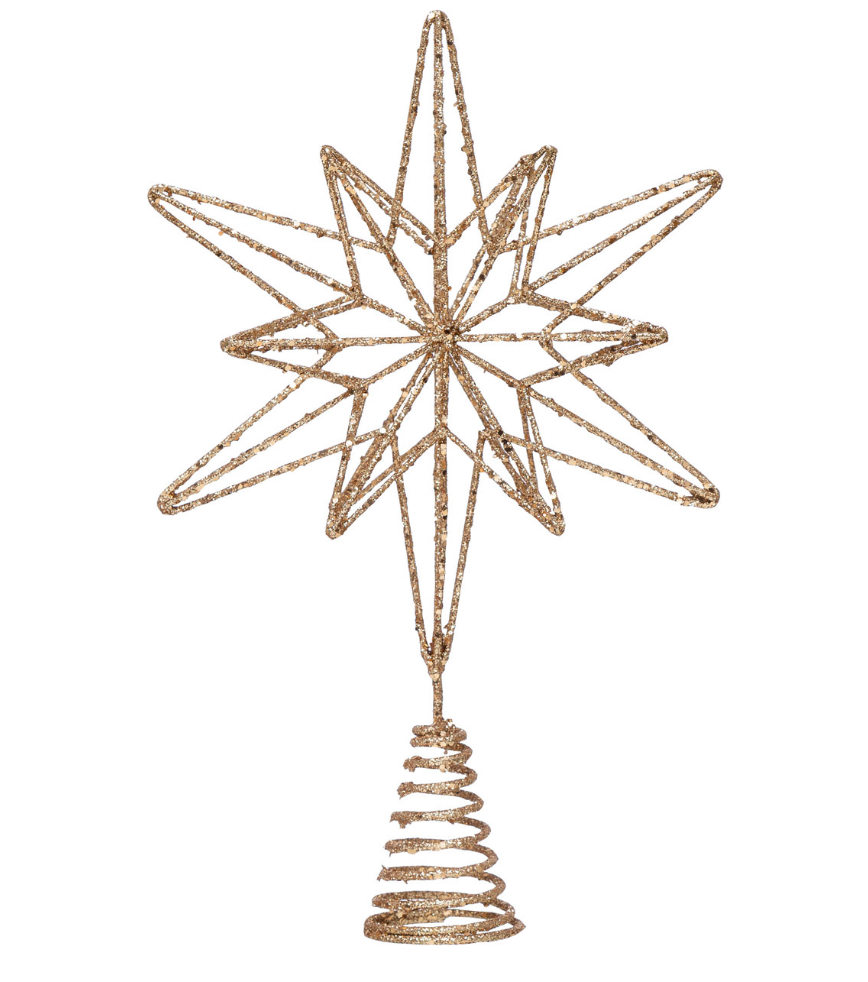 Metal and Mica Star Tree Topper, Champagne Finish