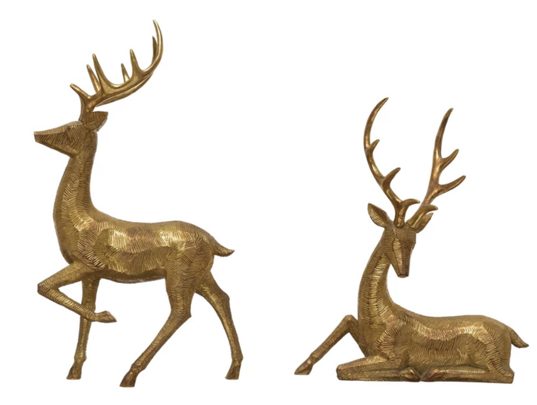 Resin Deer, Gold Finish, 2 Styles