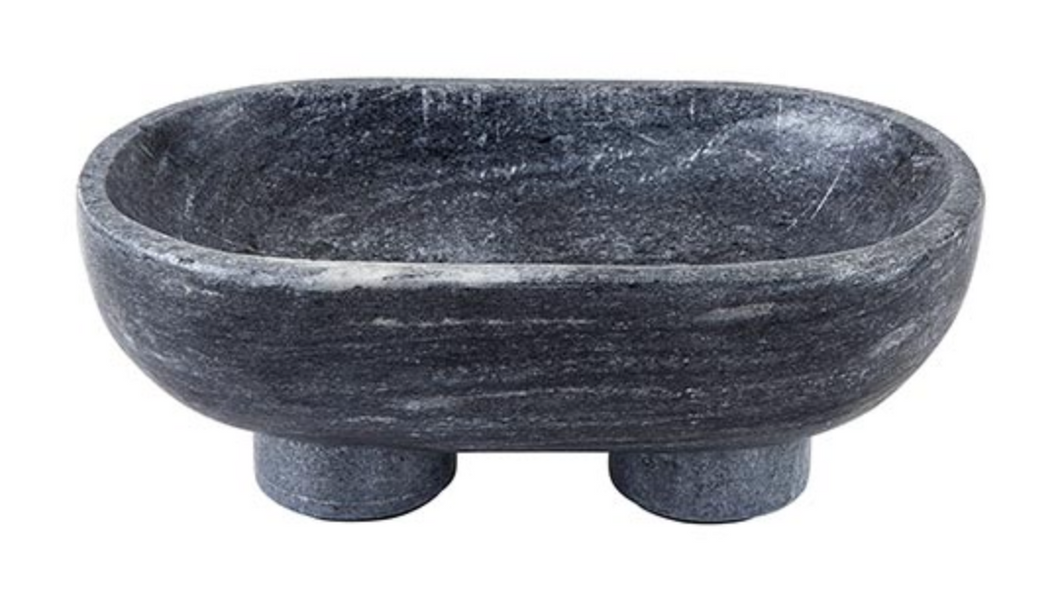 Charcoal Marble Footed Bowl
