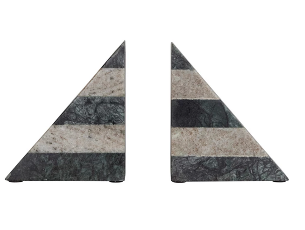 Marble Bookends & Black, Set of 2
