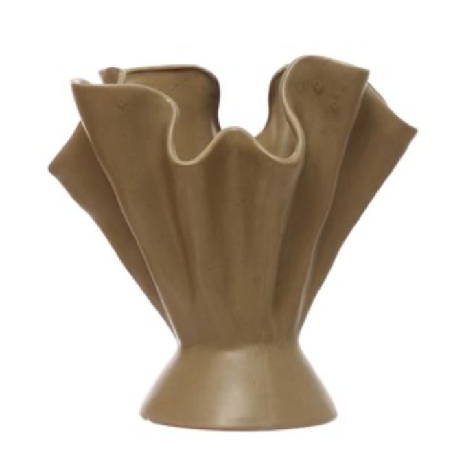 Ruffled Stoneware Vase