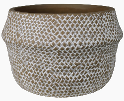 Medina Basket Cachepot, Cement - Lrg