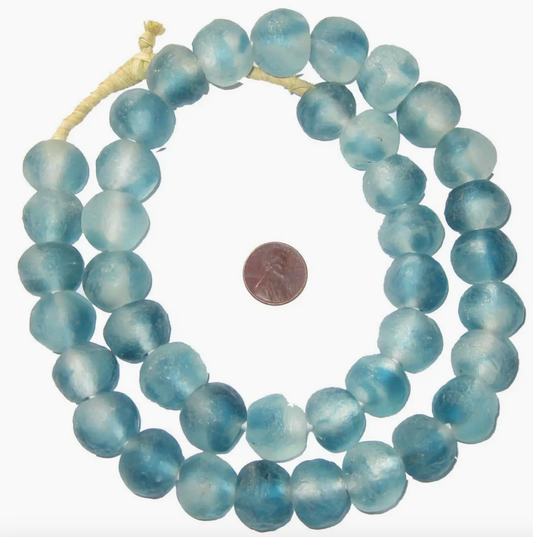 23mm Blue Wave Marine Recycled Glass Beads