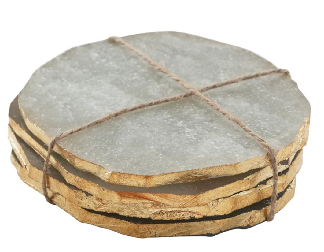 Prism Quartz Coasters w/ Gold Edge