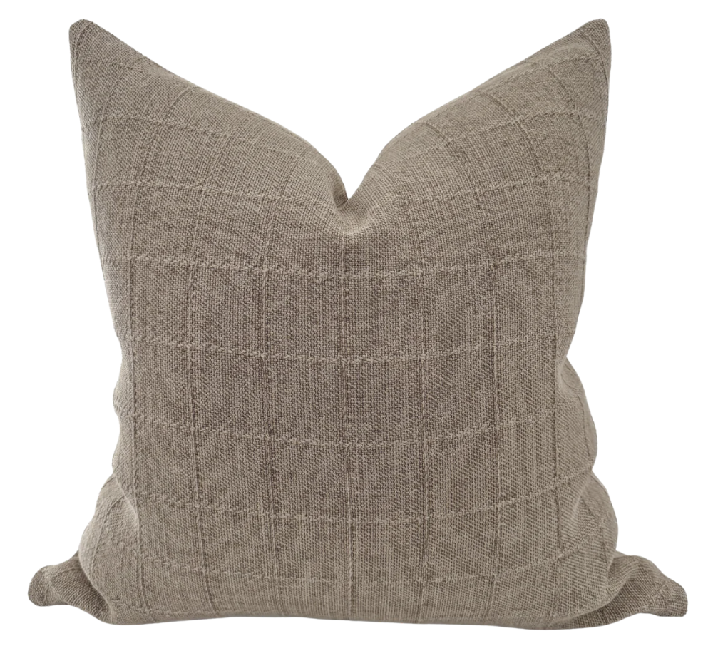 Woven Taupe Windowpane Pillow Cover-20