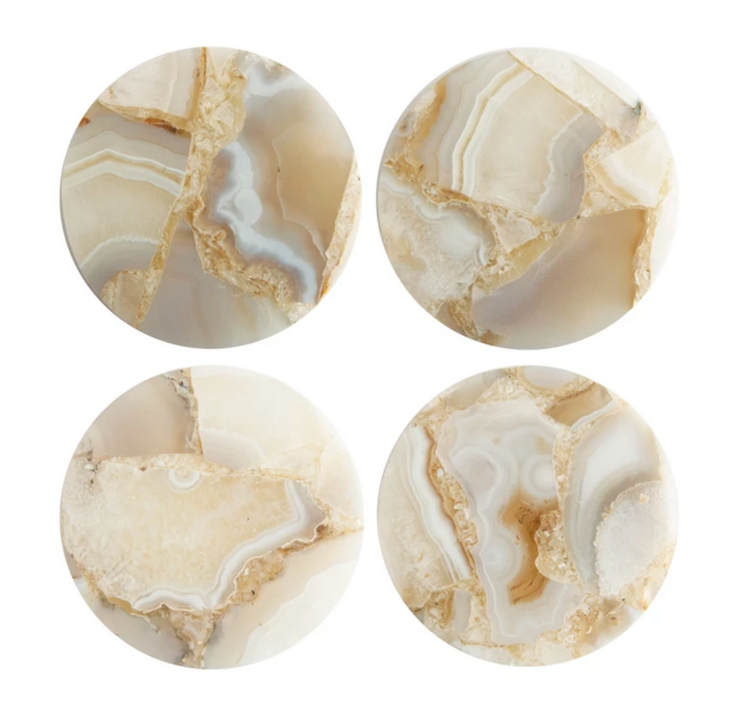 Agate Coasters, Set of 4 (Each One Will Vary)