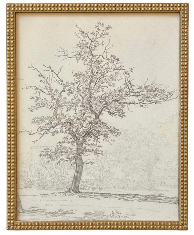 Vintage Framed Art-Curved Tree