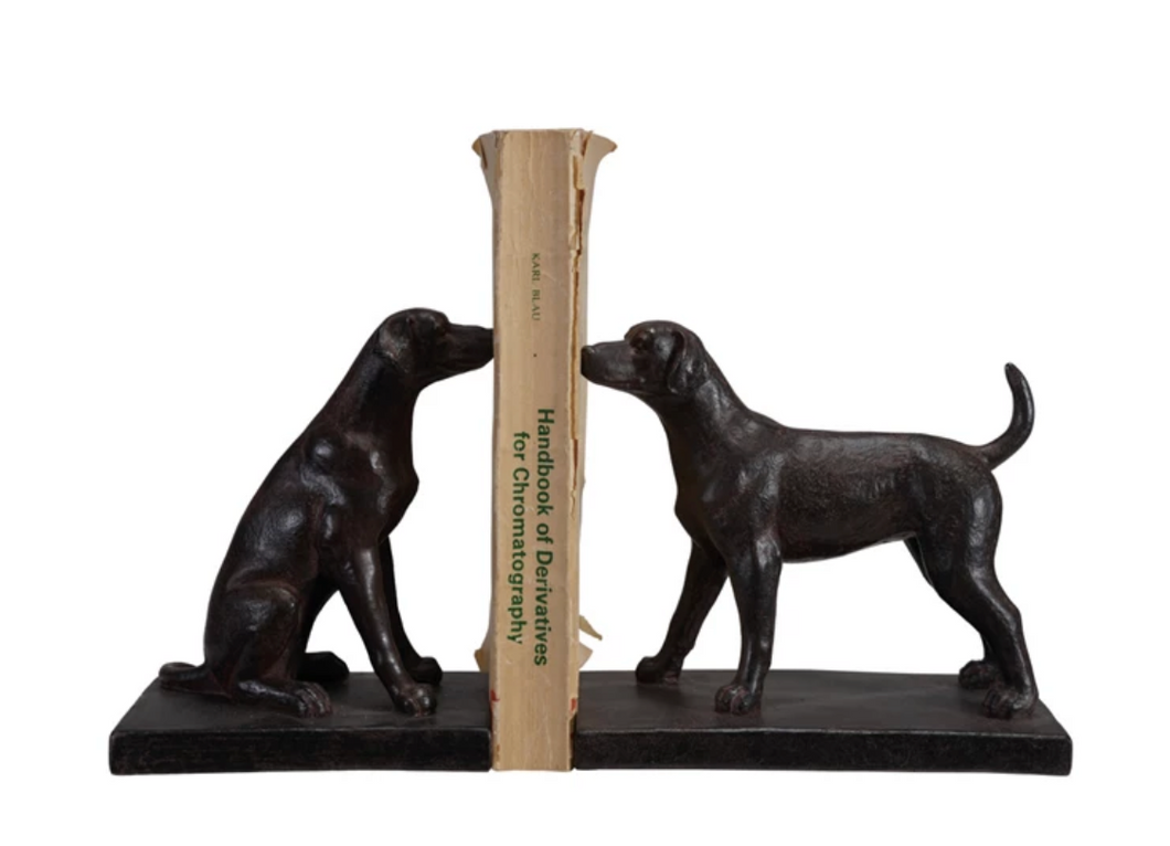 Resin Dog Bookends, Black, Set of 2