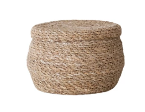 Seagrass Lidded Basket-Small