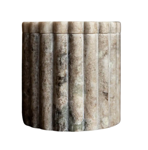Fluted Marble Lidded Jar