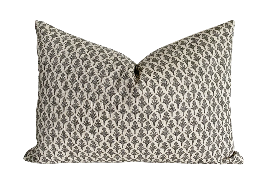 Leaf Charcoal Lumbar Cover
