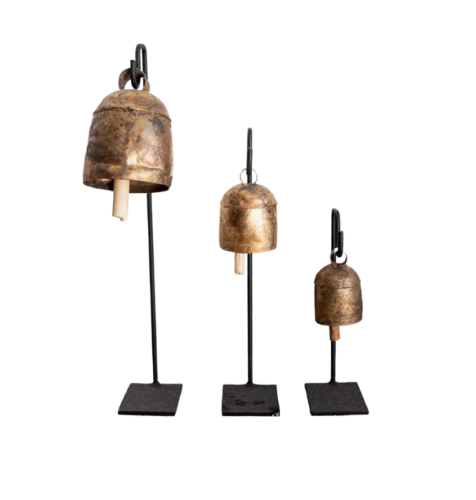 Bells Vintage Inspired with Bell Iron Stands