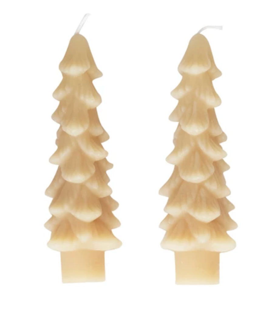 Unscented Tree Shaped Taper Candles, Set of 2