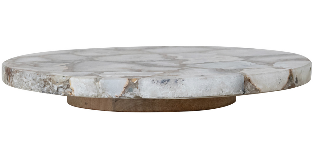 Agate Lazy Susan w/ Mango Wood Base