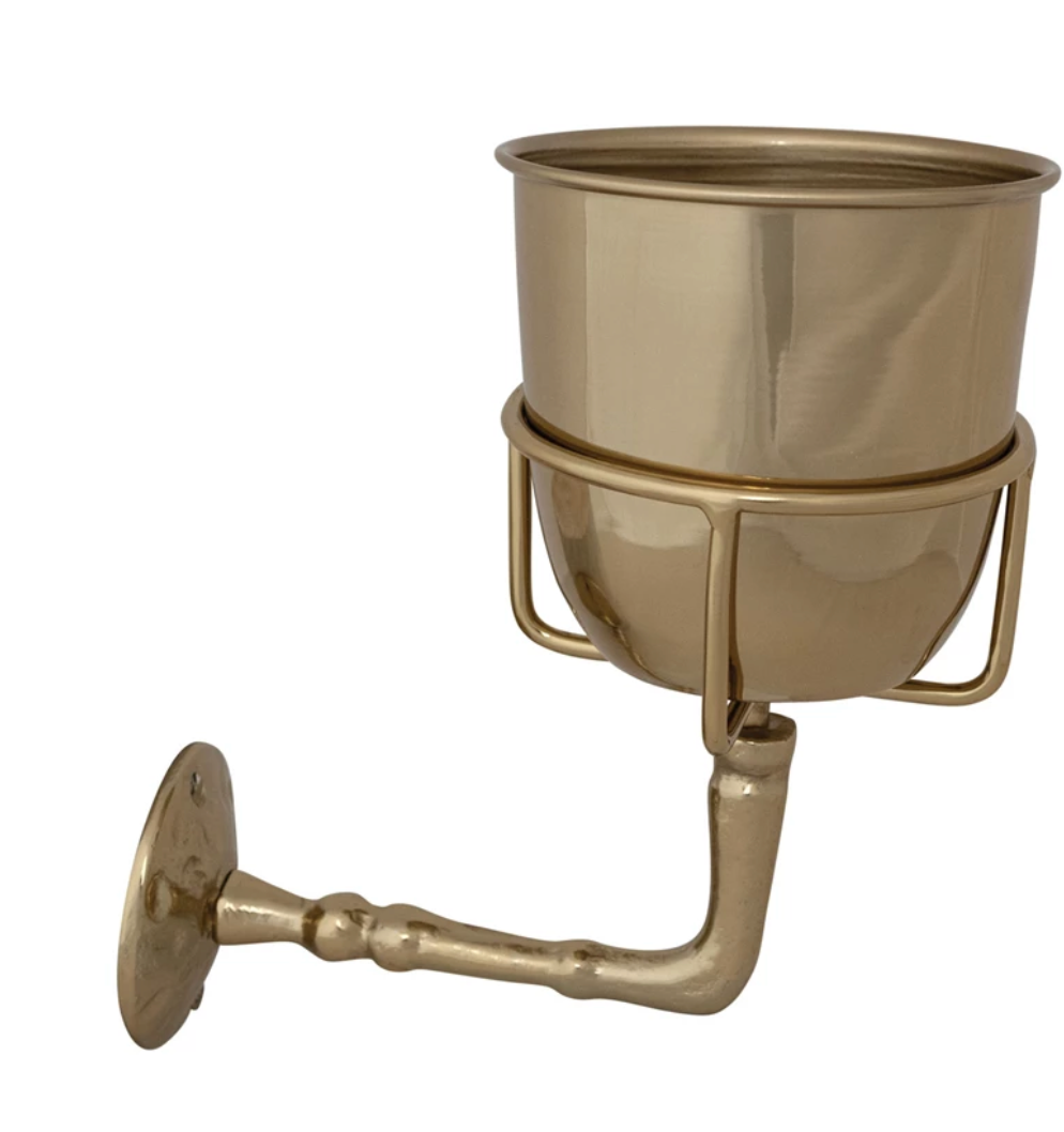 Stainless Steel & Aluminum Wall Bracket w/ Container, Gold Finish