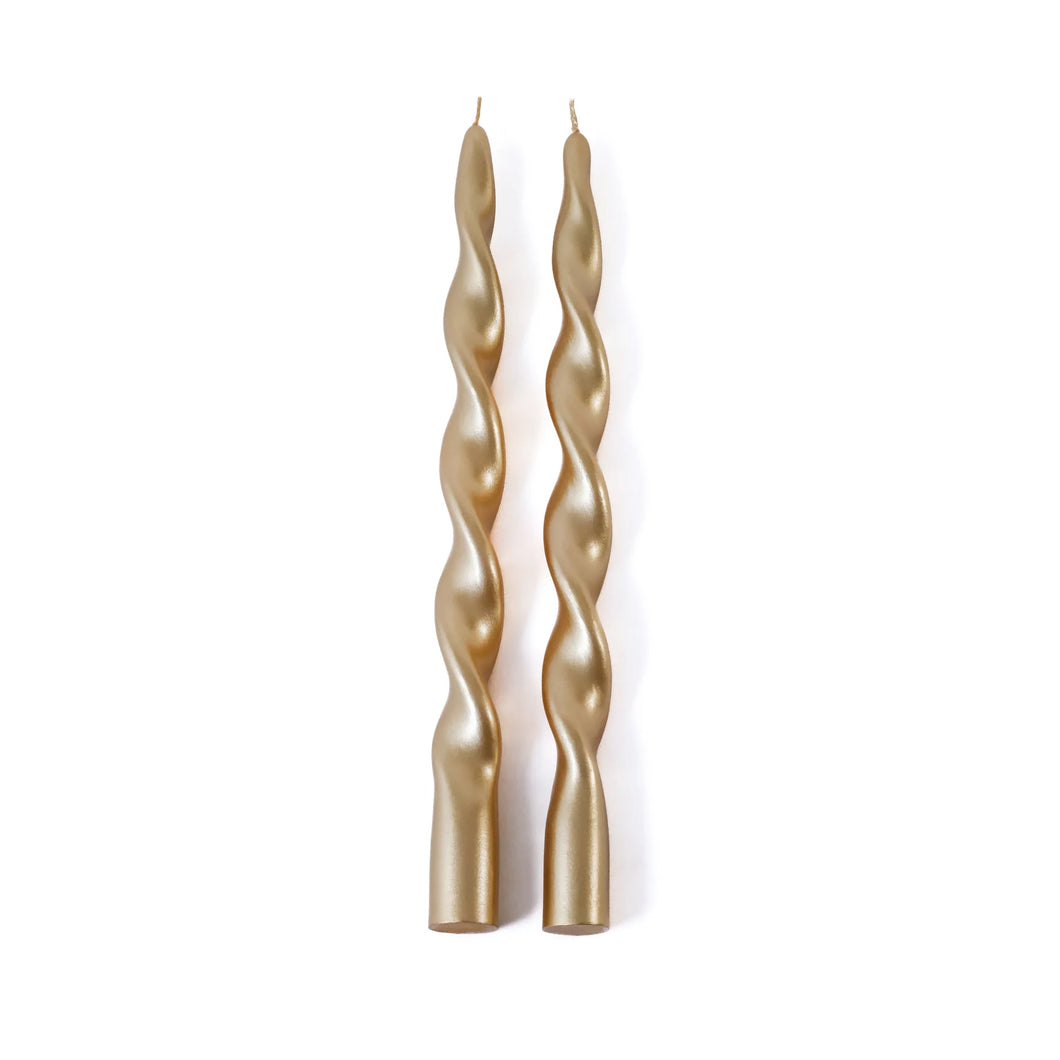 Gold Twist Taper Candles-Set of 2