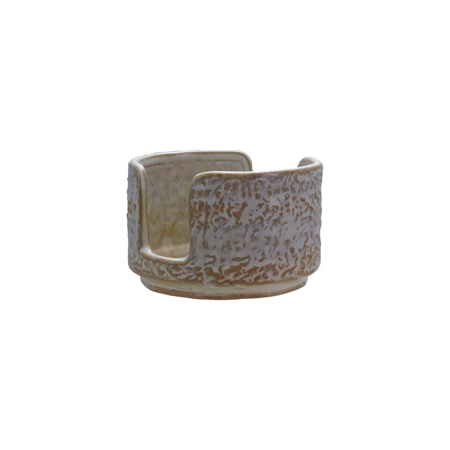 Stoneware Sponge Holder, Reactive Glaze, White