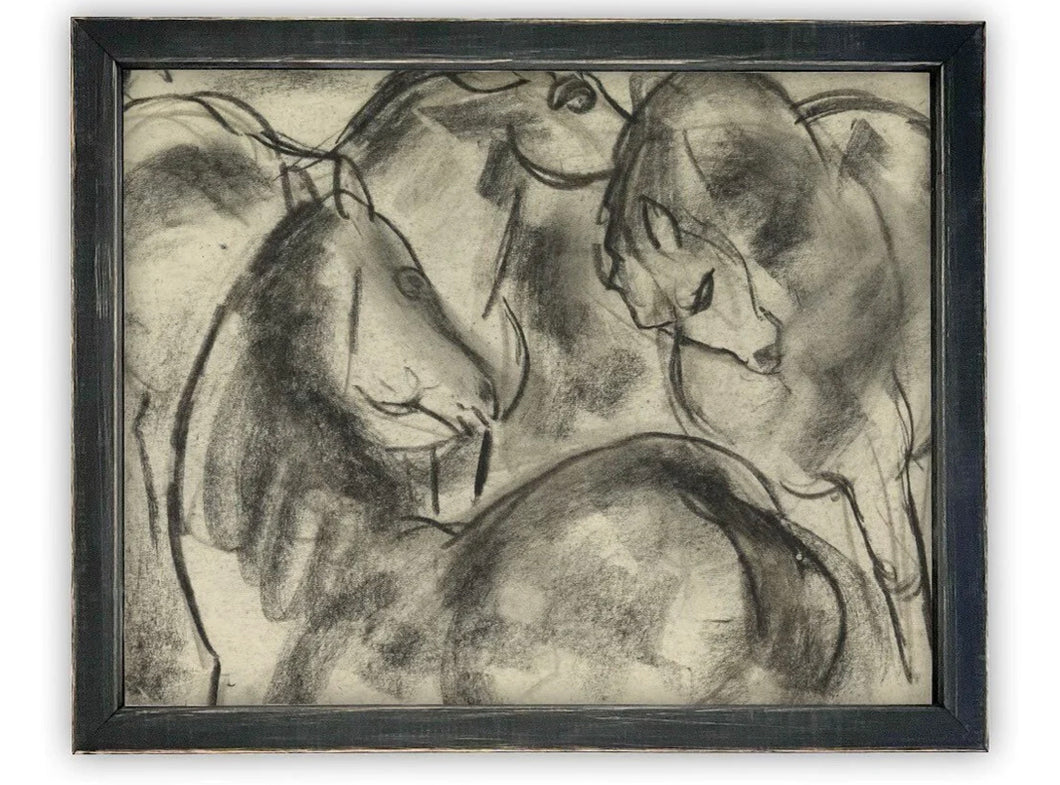 Vintage Framed Art-Wild Horses