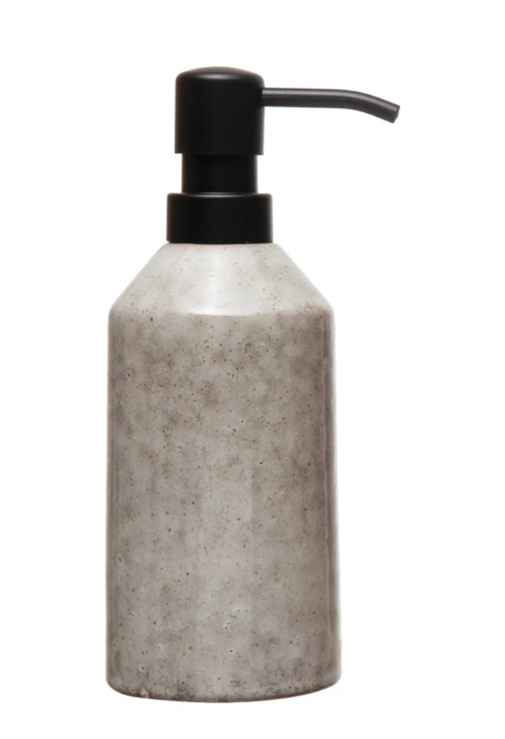 Stoneware Soap Dispenser with Pump, Reactive Glaze