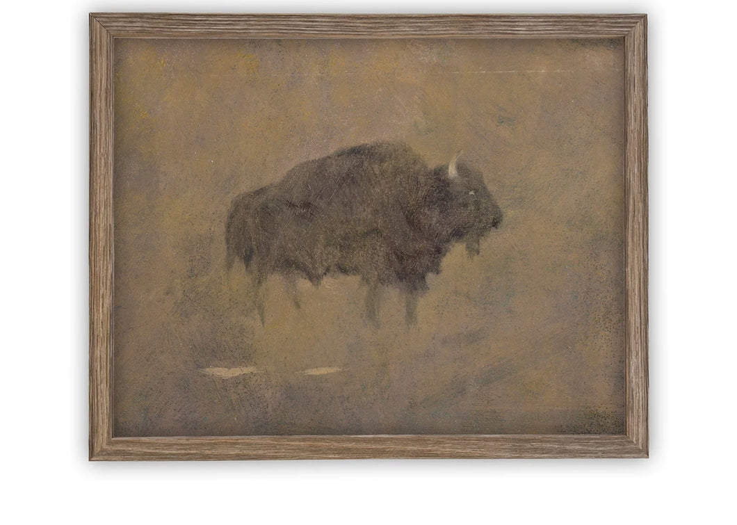 Vintage Framed Art-Buffalo (Actual Frame is Black)