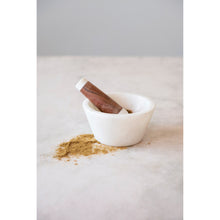Load image into Gallery viewer, Marble and Acacia Wood Mortar and Pestle

