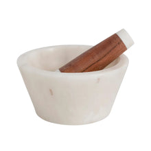 Load image into Gallery viewer, Marble and Acacia Wood Mortar and Pestle, Set of 2
