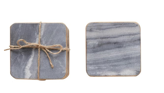 Marble coasters with gold finish-Set of 4