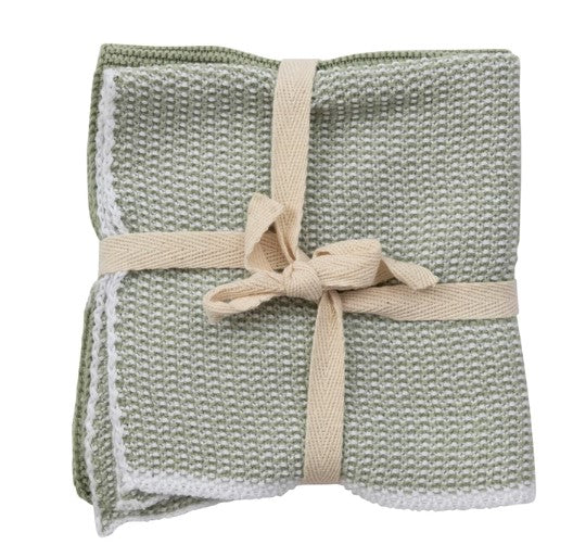 Square cotton knit dish towels-Set of 2