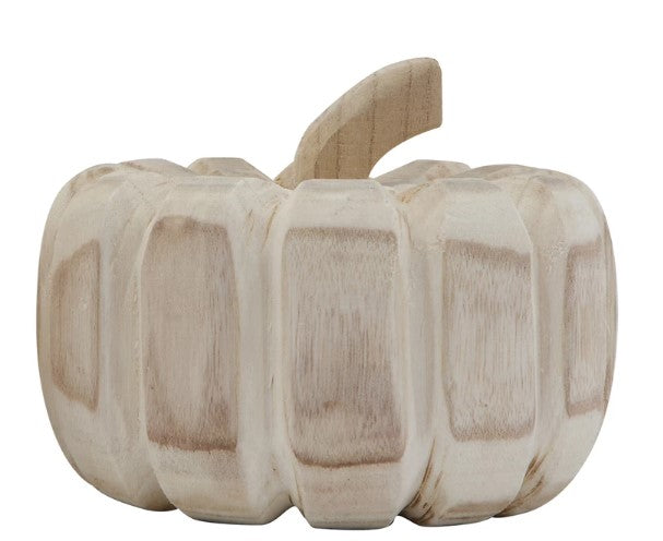 Large Hand-Carved Paulownia Wood Pumpkin