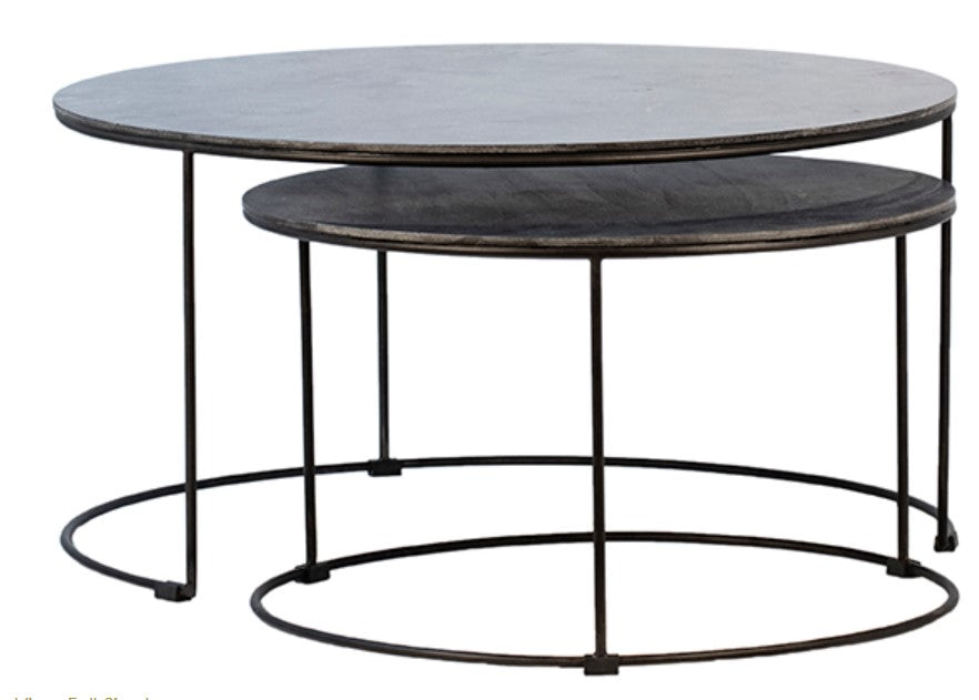 Bluestone nesting coffee tables with metal base