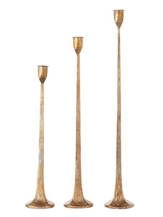 Gold Metal Candlesticks-Set of 3