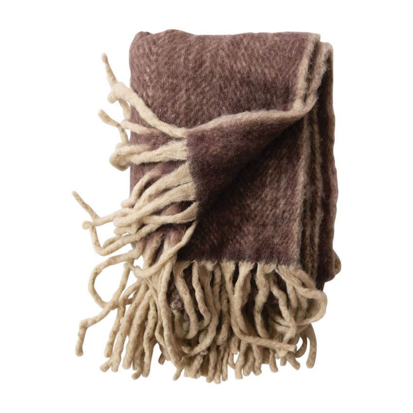 Soft Wool Throw w/ Tassles-Plum