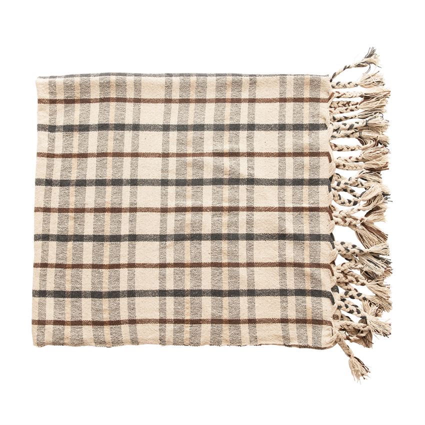 Oscar Woven Cotton Throw w/Tassels