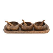 Load image into Gallery viewer, Mango Wood Tray with 3 Bowls and Spoons
