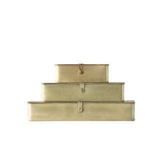 Stacking Brass Metal Boxes-Set of 3