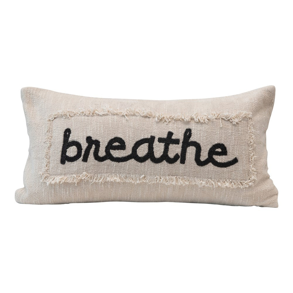Breathe Embroidered Lumbar Pillow